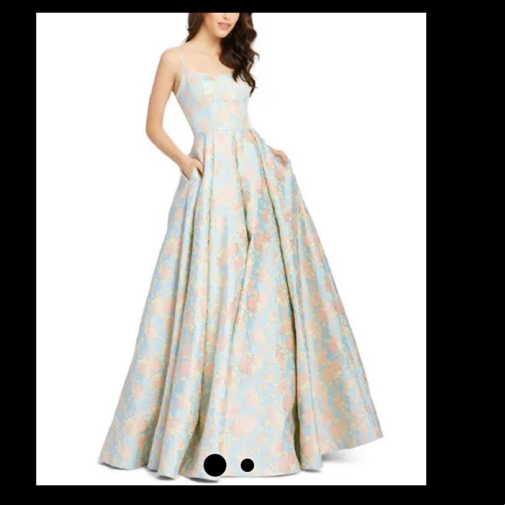Mac Duggal Floral Jacquard Ballgown in Pastel Dream